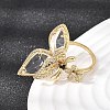 Brass Micro Pave Cubic Zirconia Cuff Rings for Women RJEW-K312-02G-1