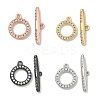 Brass Micro Pave Clear Cubic Zirconia Toggle Clasps KK-G548-26-1