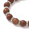 Natural Dracaena Drac Wood Round Beadeed Stretch Bracelets Sets for Men Women BJEW-JB12355-01-4
