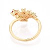 Brass Micro Pave Cubic Zirconia Cuff Rings for Women KK-T071-72G-3