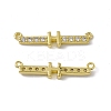 Rack Plating Brass Micro Pave Clear Cubic Zirconia Connector Charms KK-C007-37G-H-2