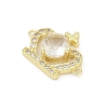 Brass Clear Cubic Zirconia Crown Connector Charms KK-D317-145G-2