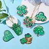 20Pcs 10 Styles Single Face Printed Clover Wood Big Pendants WOOD-CJ0001-80-6