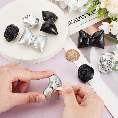 4 Pairs 4 Styles Imitation Leather Shoe Buckle Clips AJEW-FG0004-56-1
