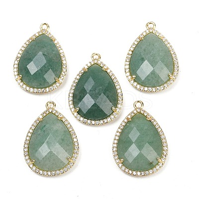 Natural Green Aventurine Faceted Pendants G-K347-12G-06-1