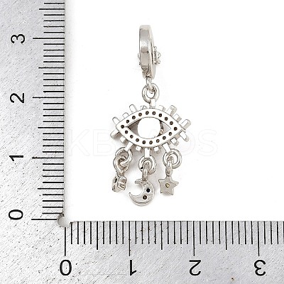 Brass Colorful Rhinestone European Dangle Charms LS-KK-P324-08P-1
