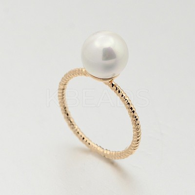 Brass Acrylic Pearl Finger Rings for Wedding Jewelry LS-RJEW-J061-RG-1