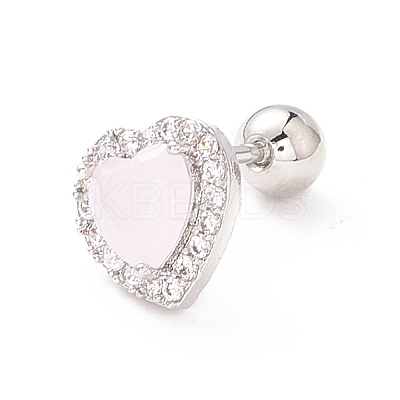 Heart Cat Eye Stud Earrings for Women LS-EJEW-A065-06P-1
