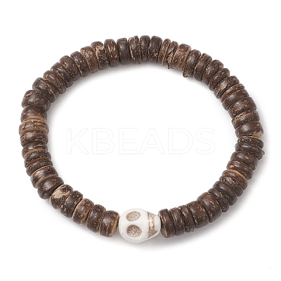 Coconut Disc Beaded Stretch Bracelets BJEW-JB10465-02-1