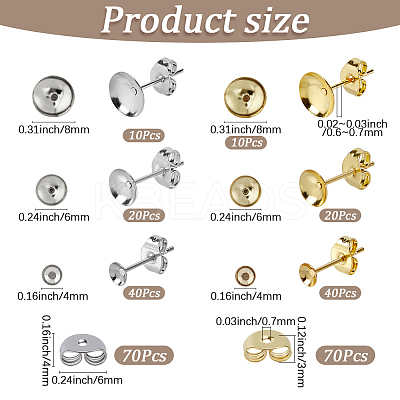 Stainless Steel Half Round Stud Earring Findings STAS-SP0002-03-1