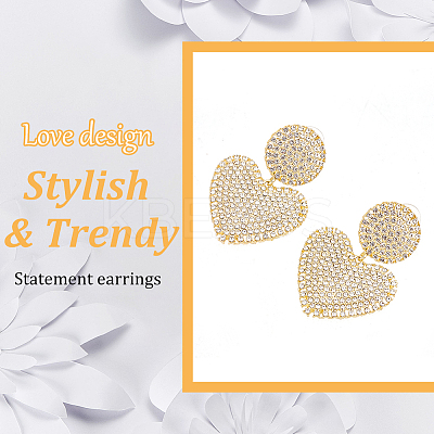 2 Pairs 2 Colors Crystal Rhinestone Heart Dangle Stud Earrings with 925 Sterling Silver Pin EJEW-AN0001-25-1