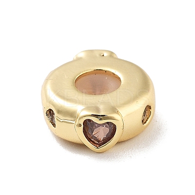 Valentine's Day Brass Micro Pave Clear Cubic Zirconia Beads LS-KK-K361-06G-1
