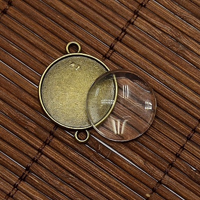 20mm Clear Domed Glass Cabochon Cover for Flat Round DIY Alloy Photo Connector Making DIY-X0107-AB-FF-1