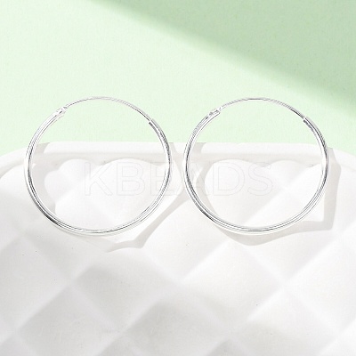 925 Sterling Silver Huggie Hoop Earrings EJEW-C179-05B-S-1