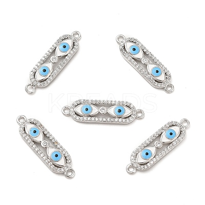 Brass Micro Pave Clear Cubic Zirconia Connector Charms with Enamel KK-E068-VB397-1-1