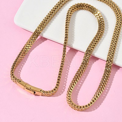 6MM 304 Stainless Steel Wheat Chain Necklaces for Women NJEW-G193-03G-1