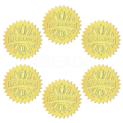 12 Sheets Self Adhesive Gold Foil Embossed Stickers DIY-WH0451-014-1