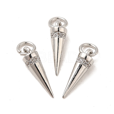 Rack Plating Brass Micro Pave Cubic Zirconia Charms KK-E081-17P-1