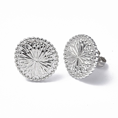 Non-Tarnish 304 Stainless Steel Flower Stud Earrings for Women EJEW-F300-15P-1