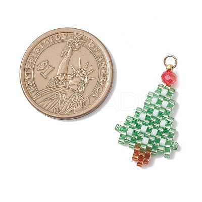 Christmas Themed Glass Seed Beaded Pendants PALLOY-MZ00868-02-1