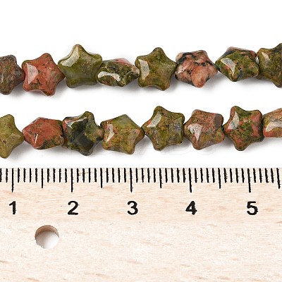 Natural Unakite Star Beads Strands G-Z080-A11-1