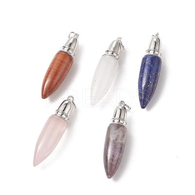 Natural & Synthetic Mixed Gemstone Big Pointed Pendants G-C051-08P-1