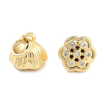 Rack Plating Brass Micro Pave Cubic Zirconia Pendants KK-Z071-63G-1