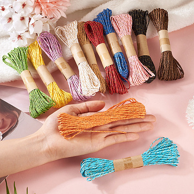 12 Rolls 12 Colors Twisted Straw Paper Cords OCOR-TA0002-96-1