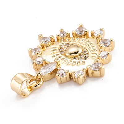 Brass Micro Pave Clear Cubic Zirconia Beads Pendants ZIRC-M114-13G-1