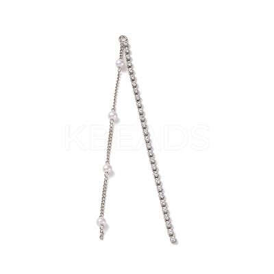 Brass Micro Pave Clear Cubic Zirconia & ABS Plastic Pearl Big Pendants KK-G510-05P-1