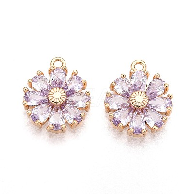 Real 18K Gold Plated Brass Micro Pave Cubic Zirconia Pendants KK-S360-043B-NF-1