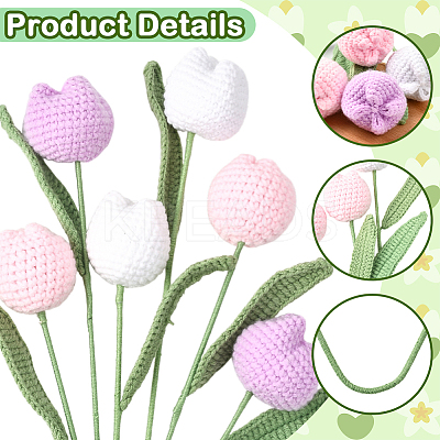9Pcs 3 Colors Polyester with Iron Wire Artificial Tulip Flower AJEW-SC0031-42B-1
