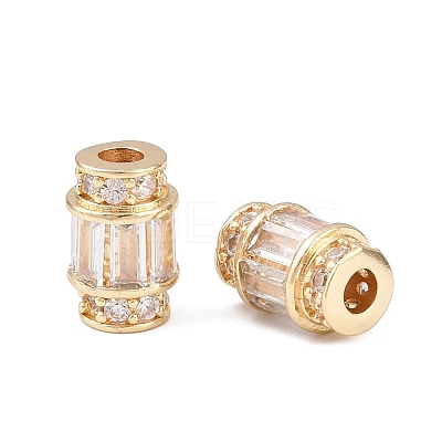 Brass Micro Pave Clear Cubic Zirconia Beads KK-C142-10LG-1