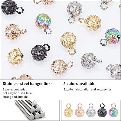 30Pcs 5 Colors Ion Plating(IP) 304 Stainless Steel Charms STAS-UN0027-57-1