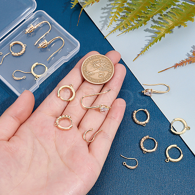 8Pcs 2 Style Brass Huggie Hoop Earring Findings KK-BBC0001-39-1