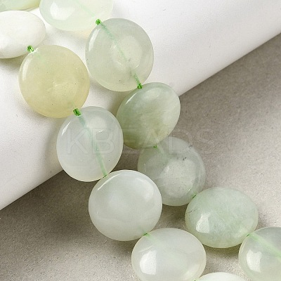 Natural Flat Round Xiuyan Jade Beads Strands G-L245-03A-1