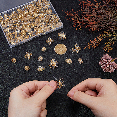 100Pcs 10 Styles Metal Enlaced Transparent Acrylic Beads MACR-DC0001-17-1