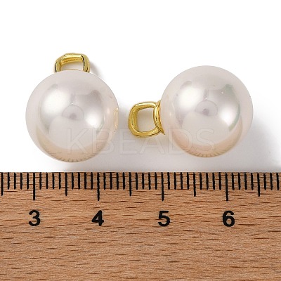 Rack Plating Brass & Shell Pearl Ball Pendants KK-B103-03A-G-1