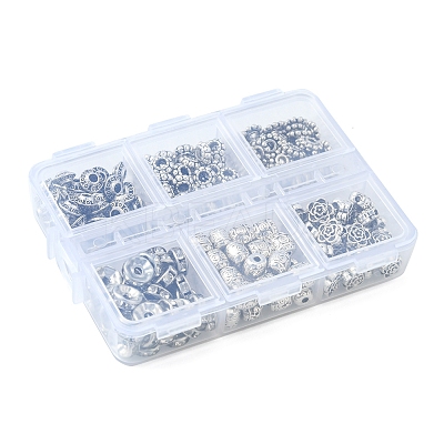 255Pcs 6 Style Iron Rhinestone & Tibetan Style Alloy Spacer Beads DIY-FS0004-07-1