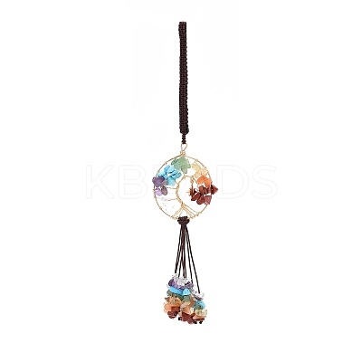 Wire Wrapped Chips Natural Gemstone Big Pendant Decorations HJEW-JM00831-02-1