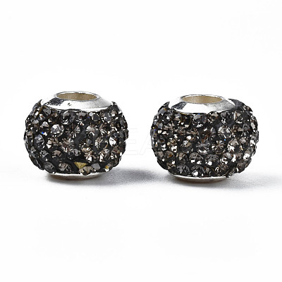 Handmade Polymer Clay Rhinestone European Beads RB-N053-001-05-1