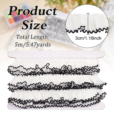 5M Polyester Pleated Lace Ribbon OCOR-MA0001-12A-1