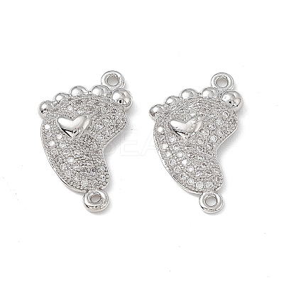 Brass Micro Pave Clear Cubic Zirconia Connector Charms KK-E068-VB032-1