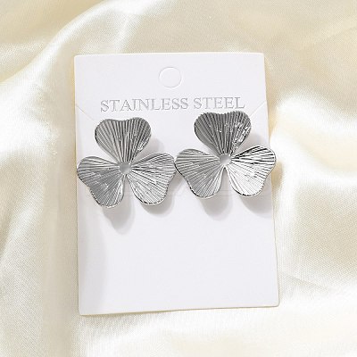 304 Stainless Steel Stud Earrings for Women LS-EJEW-K306-02P-1