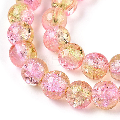 Spray Painted Crackle Glass Beads Strands CCG-Q002-8mm-03-1
