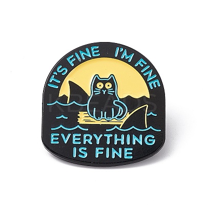 Cat with Word Alloy Brooch for Backpack Clothes JEWB-M024-02B-B-1