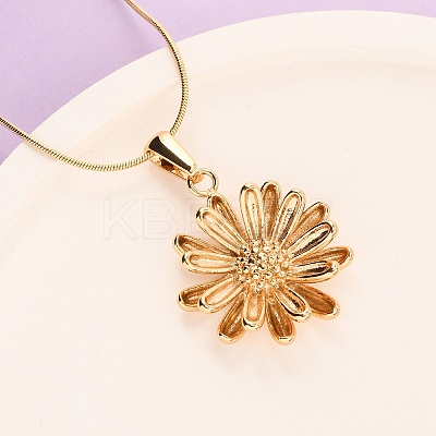 304 Stainless Steel Flower Pendant Snake Chain Necklaces for Women NJEW-F354-11A-G-1
