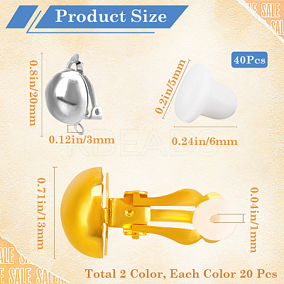 40Pcs 2 Colors Brass Clip-on Earring Findings KK-SP0001-13-1