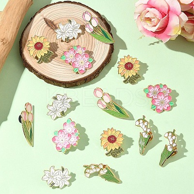 5Pcs 5 Styles Creative Zinc Alloy Brooches JEWB-YW0001-11-1