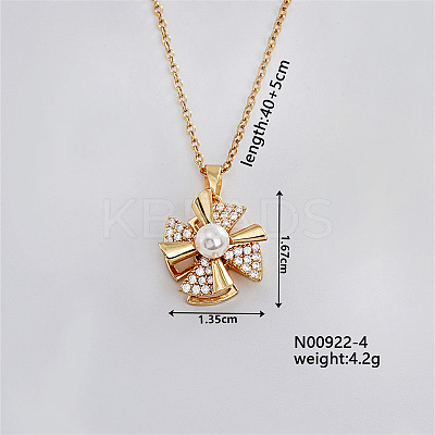 Elegant Vintage Windmill Brass Micro Pave Cubic Zirconia Pendant Necklaces OX5726-4-1